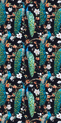 Verdunkelungsrollo mit Pfauen- und Blumenmotiv