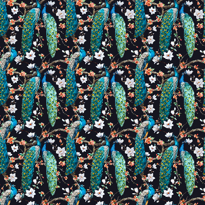 Verdunkelungsrollo mit Pfauen- und Blumenmotiv