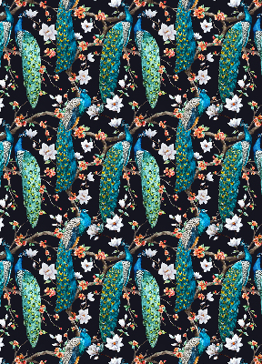 Verdunkelungsrollo mit Pfauen- und Blumenmotiv
