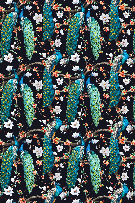 Verdunkelungsrollo mit Pfauen- und Blumenmotiv
