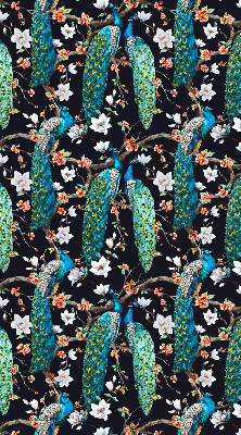 Verdunkelungsrollo mit Pfauen- und Blumenmotiv