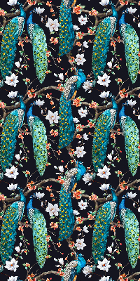 Verdunkelungsrollo mit Pfauen- und Blumenmotiv