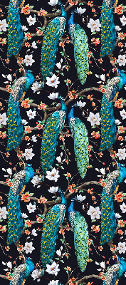 Verdunkelungsrollo mit Pfauen- und Blumenmotiv