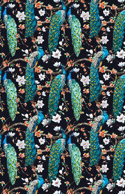 Verdunkelungsrollo mit Pfauen- und Blumenmotiv