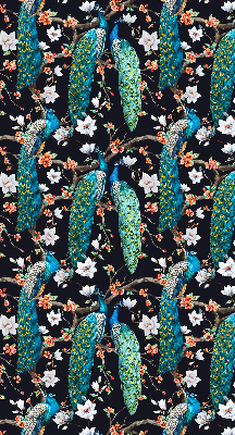 Verdunkelungsrollo mit Pfauen- und Blumenmotiv