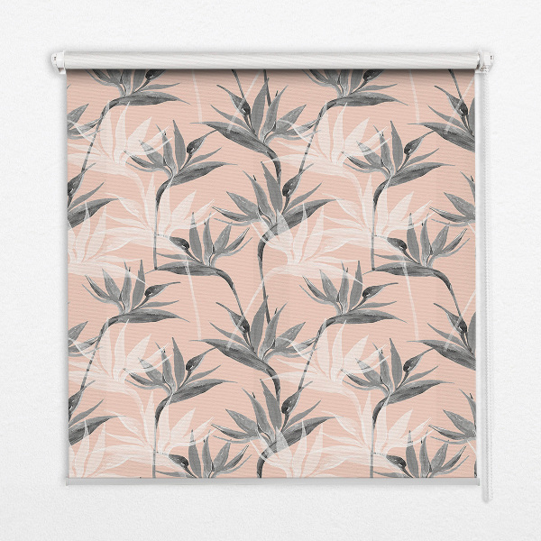 Fenster Rollo mit grauem Blumenmuster