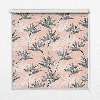 Fenster Rollo mit grauem Blumenmuster