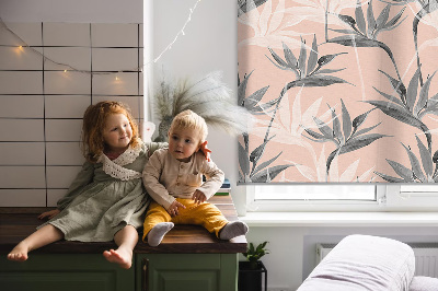 Fenster Rollo mit grauem Blumenmuster