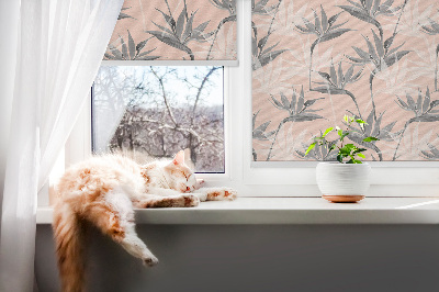 Fenster Rollo mit grauem Blumenmuster