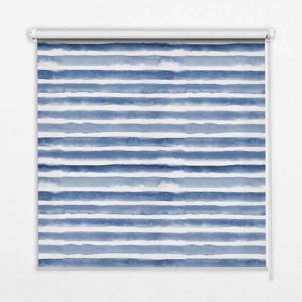Rollo lichtundurchlässig mit aufgemalten blauen Streifen