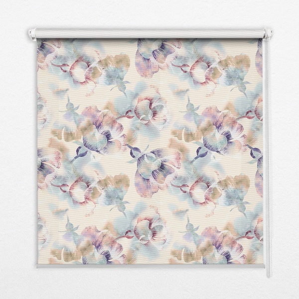 Fenster Rollo mit bunten, bemalten Blumenmotiven
