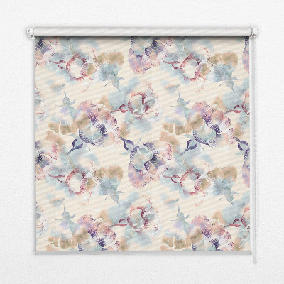 Fenster Rollo mit bunten, bemalten Blumenmotiven