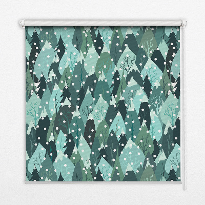 Rollo lichtundurchlässig mit Motiv Wald und fallender Schnee
