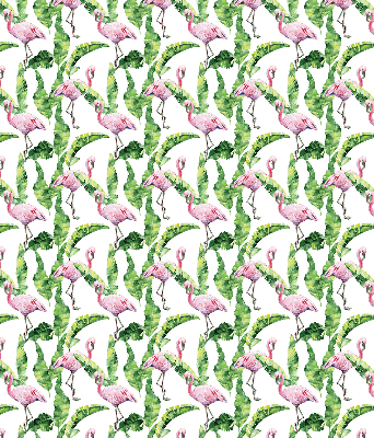 Rollo lichtundurchlässig mit einem Motiv aus Flamingos zwischen Blättern