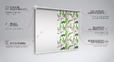 Rollo lichtundurchlässig mit einem Motiv aus Flamingos zwischen Blättern