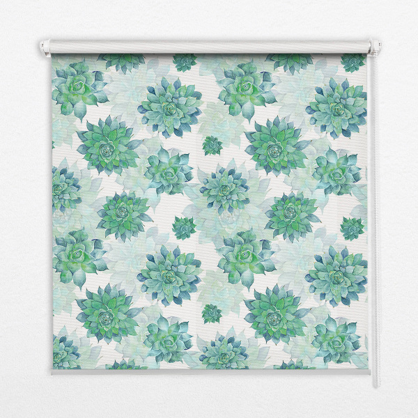 Fenster Rollo in grünem Blumenmuster