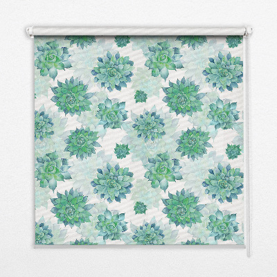 Fenster Rollo in grünem Blumenmuster