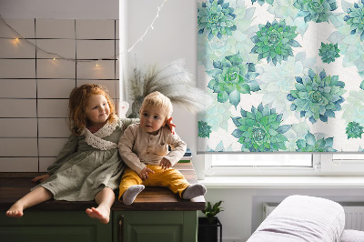 Fenster Rollo in grünem Blumenmuster