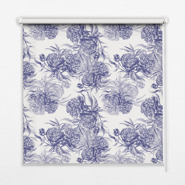 Rollo lichtundurchlässig mit blauem Blumenmuster