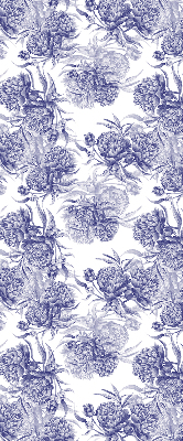 Rollo lichtundurchlässig mit blauem Blumenmuster