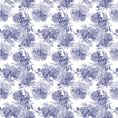 Rollo lichtundurchlässig mit blauem Blumenmuster