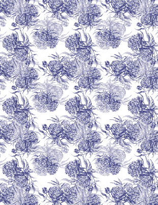 Rollo lichtundurchlässig mit blauem Blumenmuster