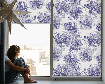 Rollo lichtundurchlässig mit blauem Blumenmuster