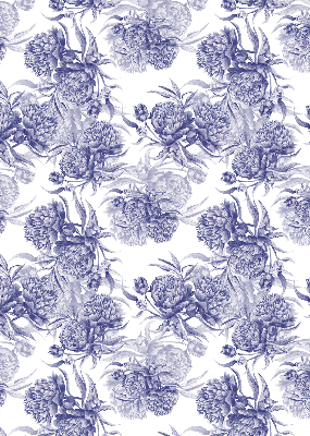 Rollo lichtundurchlässig mit blauem Blumenmuster