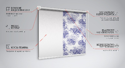 Rollo lichtundurchlässig mit blauem Blumenmuster