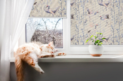 Fenster Rollo mit Reiher-Motiv