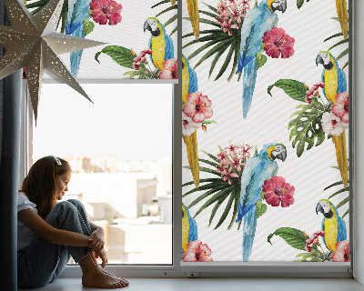 Rollo lichtundurchlässig mit Papagei-Motiv auf Blumen