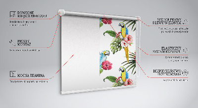 Rollo lichtundurchlässig mit Papagei-Motiv auf Blumen