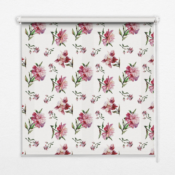 Rollo lichtundurchlässig mit rosa Blumenmuster
