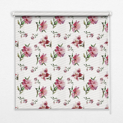 Rollo lichtundurchlässig mit rosa Blumenmuster