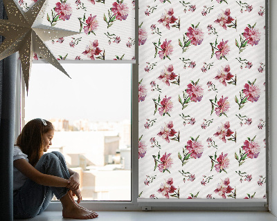 Rollo lichtundurchlässig mit rosa Blumenmuster