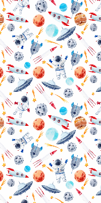 Fenster Rollo mit Motiven aus Raketen, Kosmonauten, Planeten und UFOs