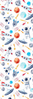 Fenster Rollo mit Motiven aus Raketen, Kosmonauten, Planeten und UFOs