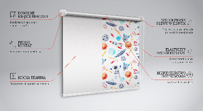 Fenster Rollo mit Motiven aus Raketen, Kosmonauten, Planeten und UFOs
