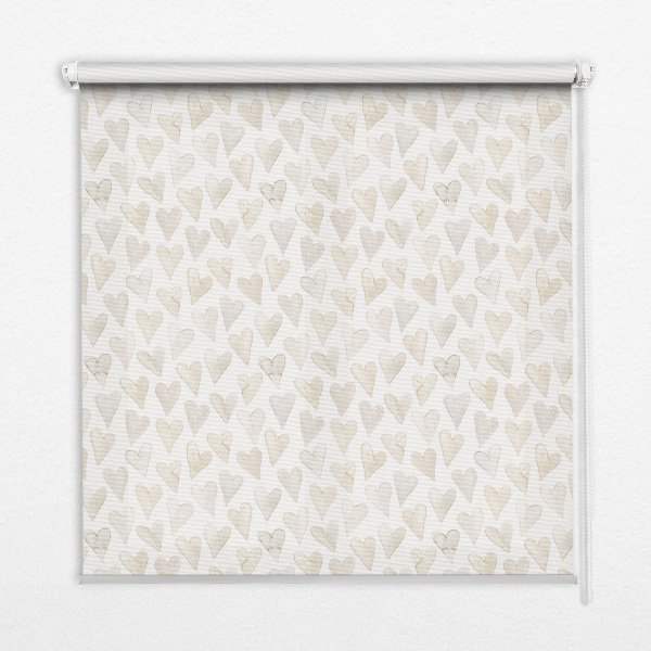 Fenster Rollo in Beige mit Herzmuster