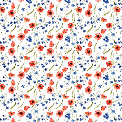 Rollo lichtundurchlässig mit Mohnmuster