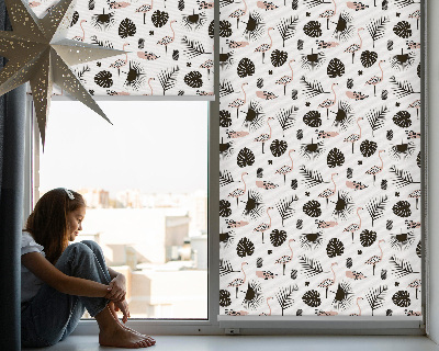 Fenster Rollo mit Flamingo- und Blattmotiv