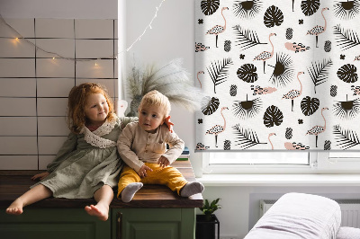 Fenster Rollo mit Flamingo- und Blattmotiv
