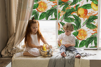 Rollo lichtundurchlässig mit Motiv aus Orangen und Blättern
