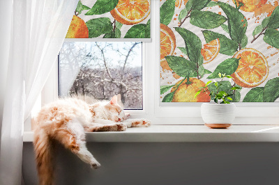 Rollo lichtundurchlässig mit Motiv aus Orangen und Blättern