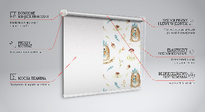 Fenster Rollo mit Motiv aus Teddybären und Pflanzen