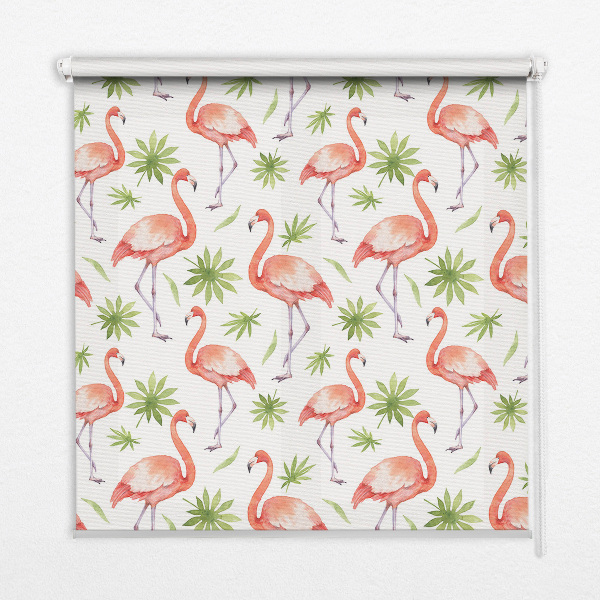 Rollo lichtundurchlässig mit Flamingo- und Blattmotiv