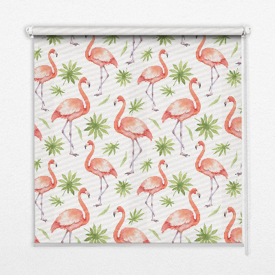 Rollo lichtundurchlässig mit Flamingo- und Blattmotiv