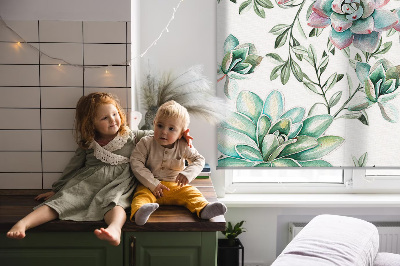 Fenster Rollo mit grünem Pflanzenmuster