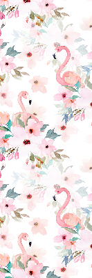 Verdunkelungsrollo mit Flamingos zwischen Blumen als Motiv