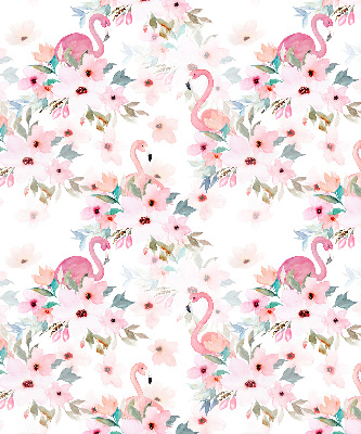Verdunkelungsrollo mit Flamingos zwischen Blumen als Motiv